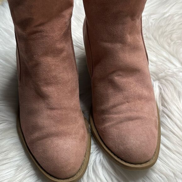 Qupid Faux Suede Zip Up Ankle Booties Pink and Brown Size 6.5 - Picture 7 of 7